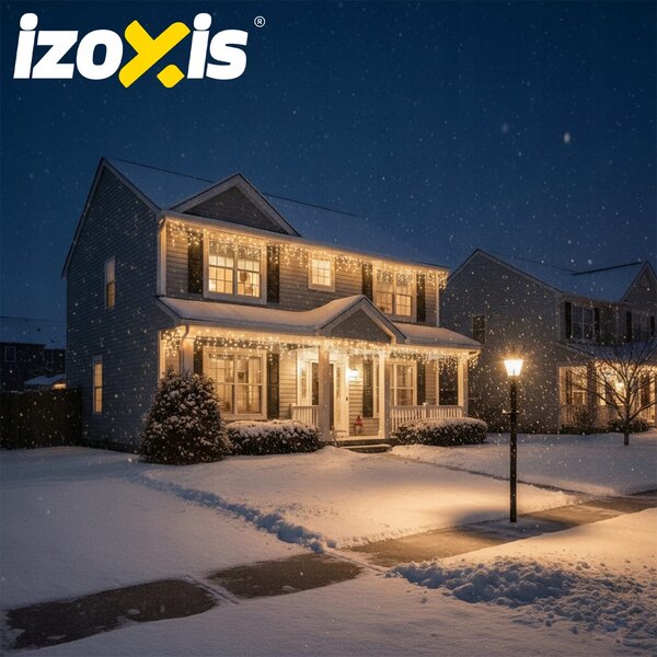 Zunanje novoletne lučke zavesa 300 LED toplo bela 8 funkcij 15m
