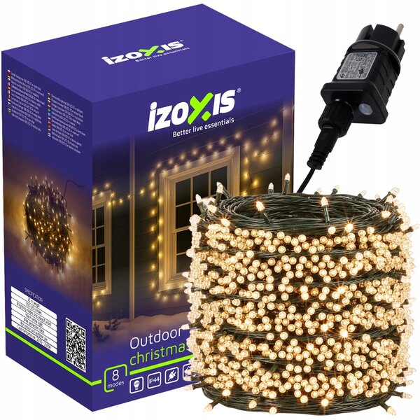 Zunanje novoletne lučke veriga 500 LED toplo bela 8 funkcij 35m