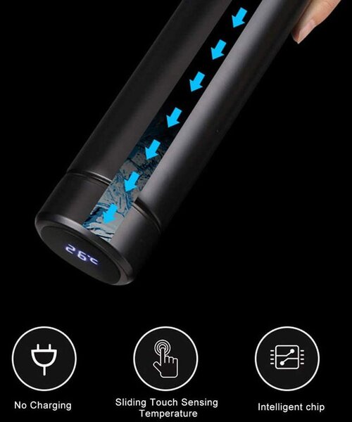 LED termovka s prikazom temperature 500 ML - Modra