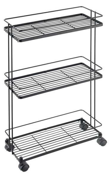 Mat črn jeklen regal na koleščkih 38x62x16 cm Lava – Metaltex