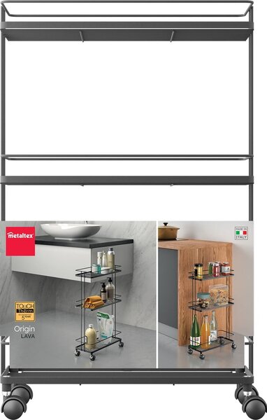 Mat črn jeklen regal na koleščkih 38x62x16 cm Lava – Metaltex