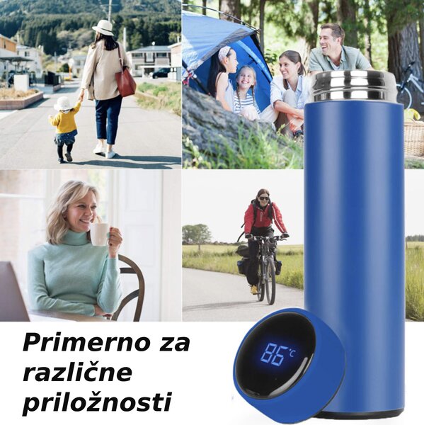 LED termovka s prikazom temperature 500 ML - Modra