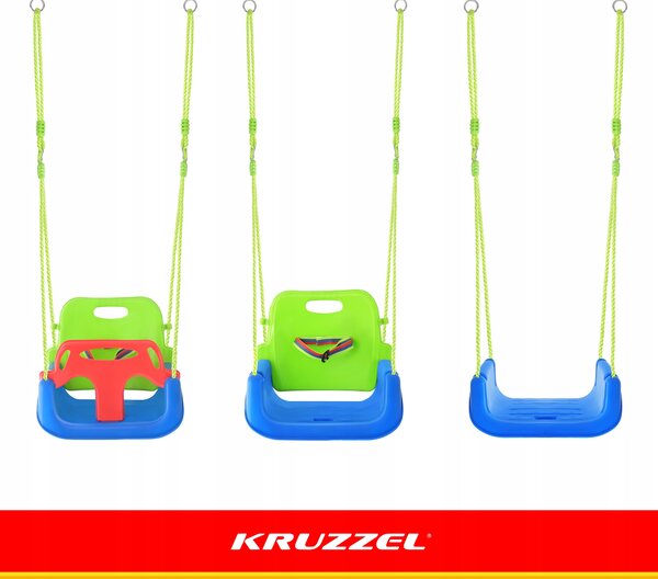 3v1 PVC otroška gugalnica z zaščito do 30kg zeleno modra