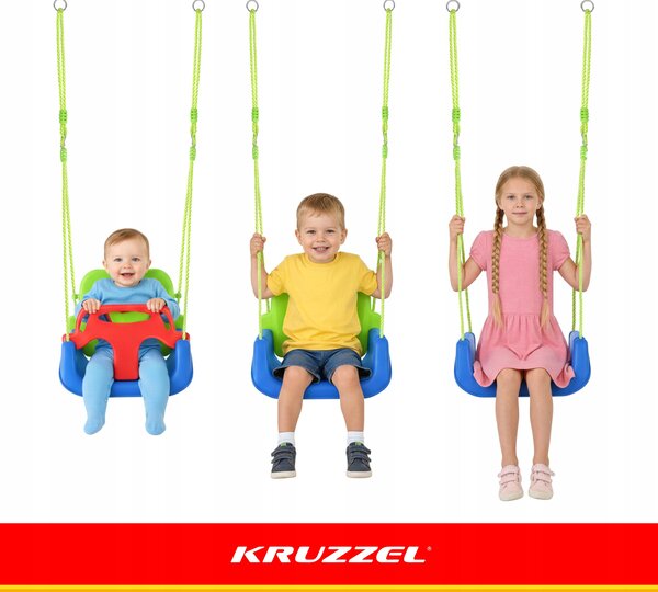 3v1 PVC otroška gugalnica z zaščito do 30kg zeleno modra