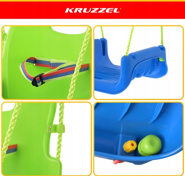 3v1 PVC otroška gugalnica z zaščito do 30kg zeleno modra
