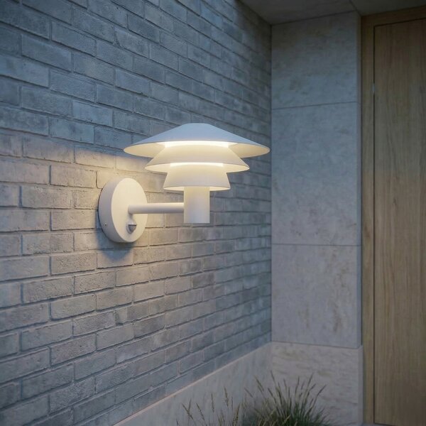 Lucande LED-stenna svetilka za zunanjo uporabo Montaro, bela, IP54, senzor, Bela, Aluminij, Sodobni