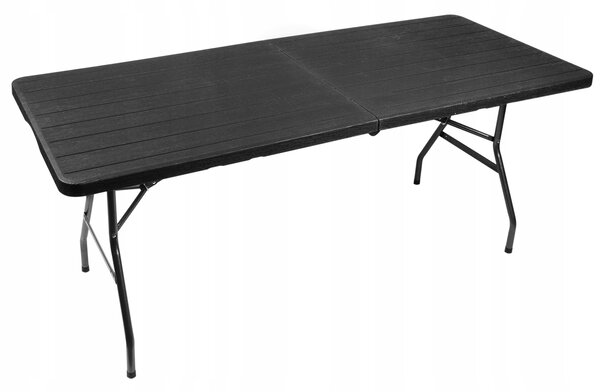 Prenosna zložljiva vrtna miza 180cm imitacija lesa črna