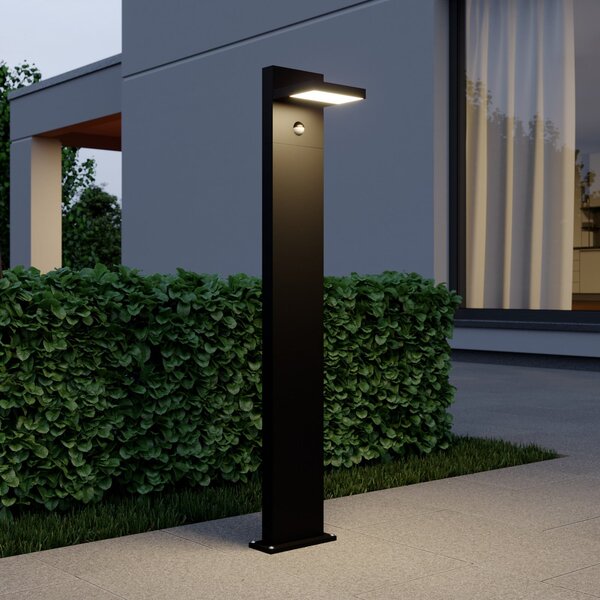 Lucande LED-ulična svetilka Silvan, antracitna, 100 cm, senzor, Črna, Aluminij, Sodobni