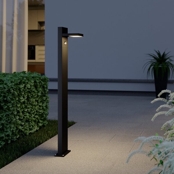 Lucande LED-ulična svetilka Silvan, antracitna, 100 cm, senzor, Črna, Aluminij, Sodobni