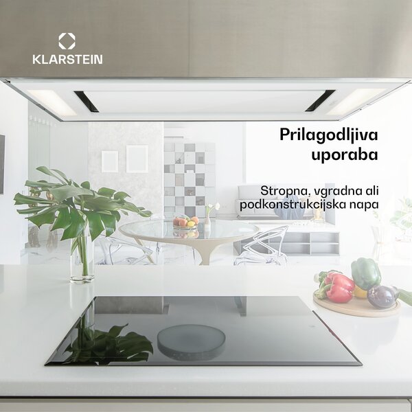 Klarstein Remy, kuhinjska napa, 90 cm, 620 m³/h, 230 W, 3 nivoji, daljinjski upravljalnik, bela