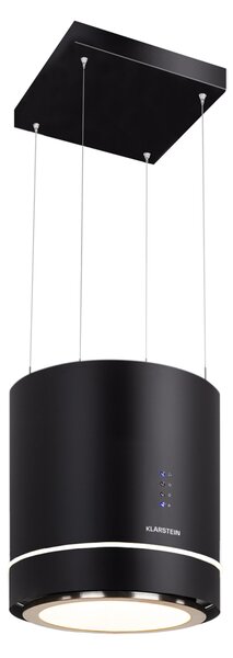 Klarstein Tron Ambience, otočna kuhinjska napa, Ø 38 cm, recirkulacija 540 m³ / h, LED, črna