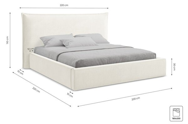Modra oblazinjena zakonska postelja s prostorom za shranjevanje z letvenim dnom 180x200 cm Esala – Makamii