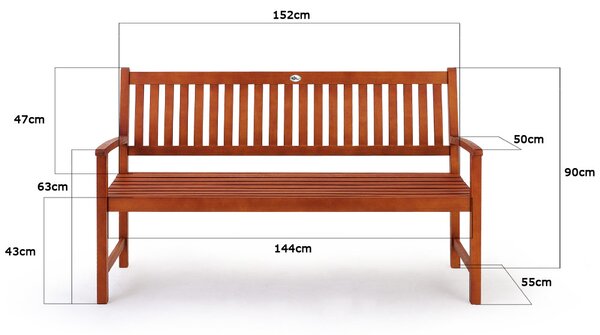 Vrtna klop MAXIMA, 152x55x90cm, naravno rjava Casaria