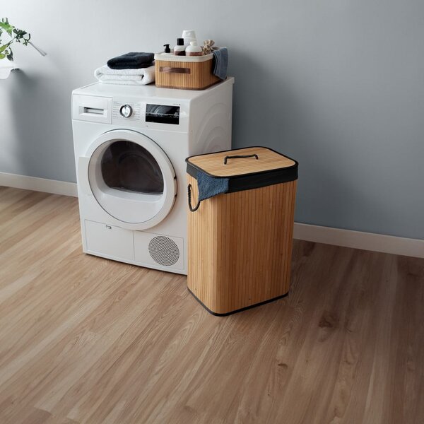 Črn/v naravni barvi koš za perilo iz bambusa 78 l Bamboo – Compactor