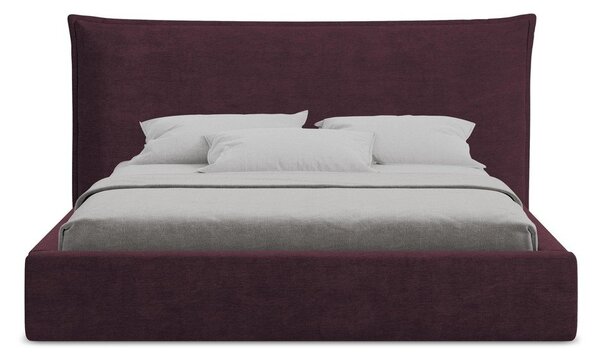 Temno vijolična oblazinjena zakonska postelja s prostorom za shranjevanje z letvenim dnom 160x200 cm Esala – Makamii
