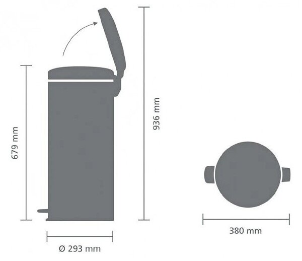 Bel jeklen koš za smeti s pedalom 30 l NewIcon – Brabantia