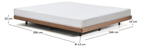 Rjava zakonska postelja iz masivne breze brez vzglavja z letvenim dnom 160x200 cm Norlen – Kave Home