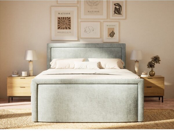 Svetlo modra boxspring postelja s prostorom za shranjevanje 200x200 cm Fresco – Maison de Rêve