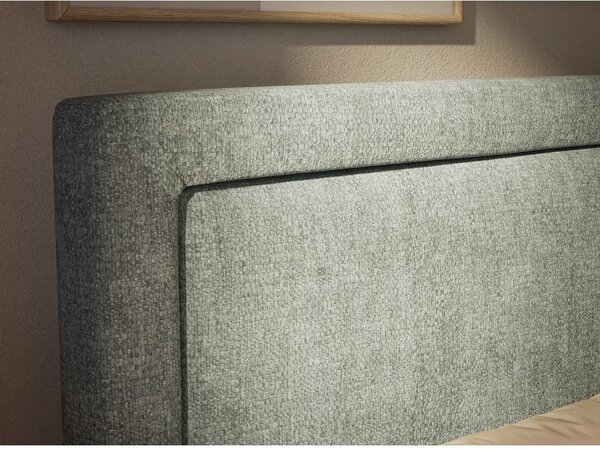 Svetlo modra boxspring postelja s prostorom za shranjevanje 200x200 cm Fresco – Maison de Rêve