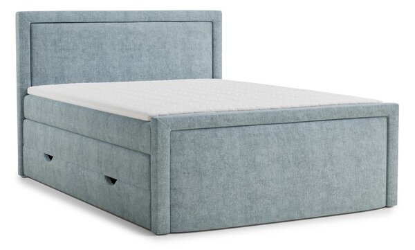 Svetlo modra boxspring postelja s prostorom za shranjevanje 200x200 cm Fresco – Maison de Rêve