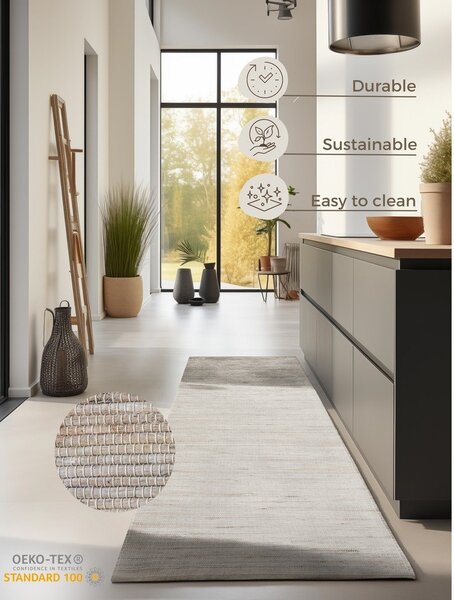 Obojestranski/ročno tkan tekač iz mešanice jute v svetli naravni barvi 80x200 cm Handloom – Hanse Home