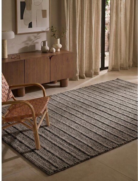 Temno siva/temno rjava ročno tkana volnena preproga 120x170 cm Camden Parker – Ted Baker