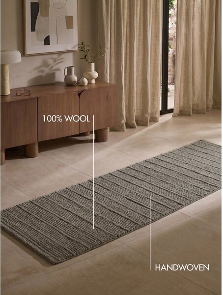 Temno siv/temno rjav ročno tkan volnen tekač 80x250 cm Camden Parker – Ted Baker