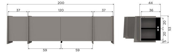 Siva TV omarica v jesenovem dekorju 200x53x44 cm Brock – WOOOD