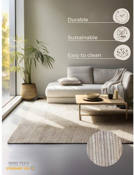 Obojestranska/ročno tkana preproga iz mešanice jute v svetli naravni barvi 60x90 cm Handloom – Hanse Home