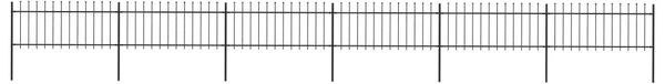 VidaXL Vrtna ograja s koničastimi vrhovi jeklo 10,2x0,8 m črna