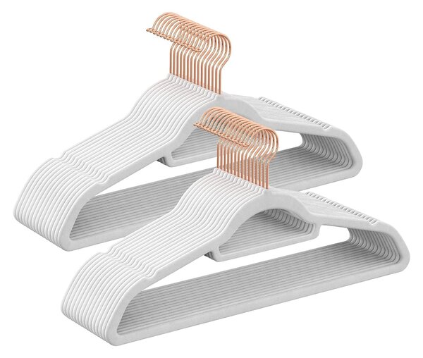 Žametni obešalniki, set 30 obešalnikov za oblačila, beli | SONGMICS