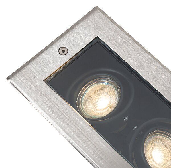 Komplet 4 modernih talnih reflektorjev jeklo 2-luči nastavljivi IP65 - Oneon