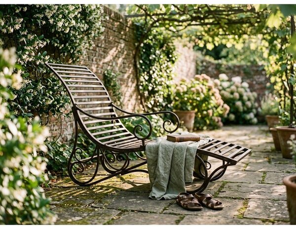 Temno rjav kovinski vrtni ležalnik Kuwa – Garden Pleasure