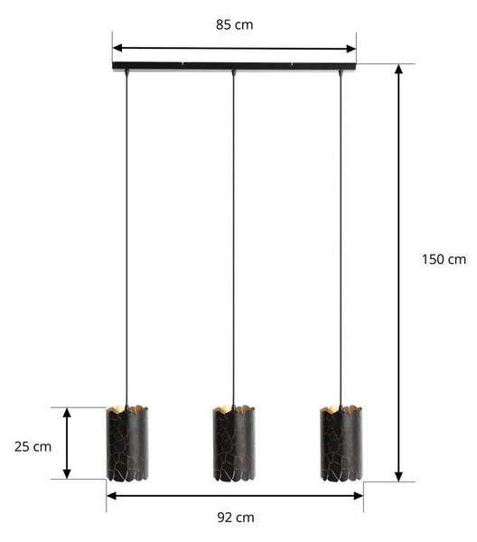 LindbyLindby - Aralena 3 Obesek Svetilka Črna/Zlata Lindby