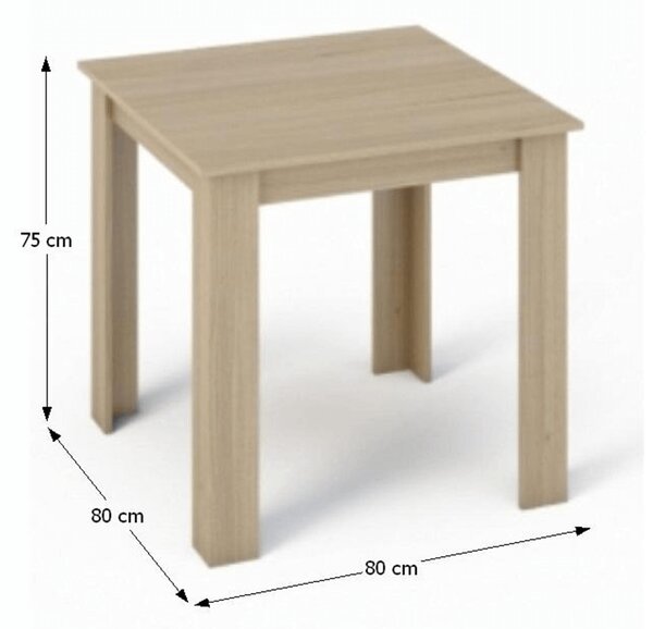 KONDELA Jedilna miza, hrast sonoma, 80x80 cm, KRAZ