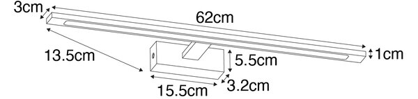 Stenska svetilka jeklo 62 cm z LED IP44 - Jerre