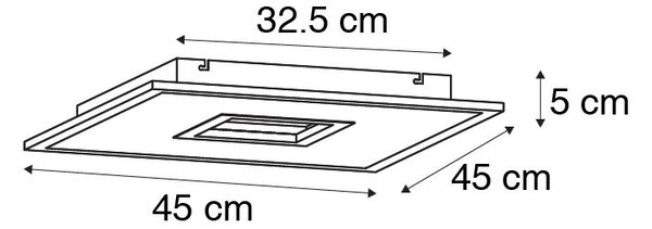 Dizajn stropna svetilka bela 45 cm z LED in zatemnitvijo RGB - ploščice