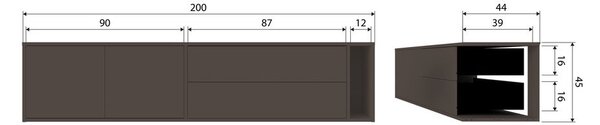 Temno rjava TV omarica iz masivnega bora 200x45x44 cm Settle Down – vtwonen