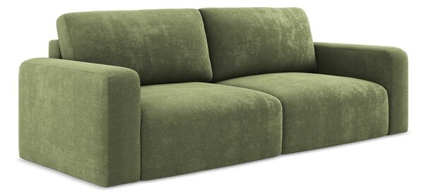 Zelena raztegljiva sedežna garnitura iz šenilje s prostorom za shranjevanje 252 cm Kona – Makamii