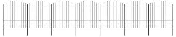 VidaXL Vrtna ograja s koničastimi vrhovi jeklo (1,75-2)x11,9 m črna