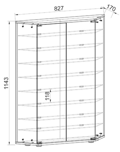 MID.YOU Vitrina Cenila Xl, Srebrna