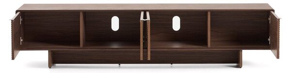 Temno rjava TV omarica v orehovem dekorju 200x46x40 cm Norlen – Kave Home