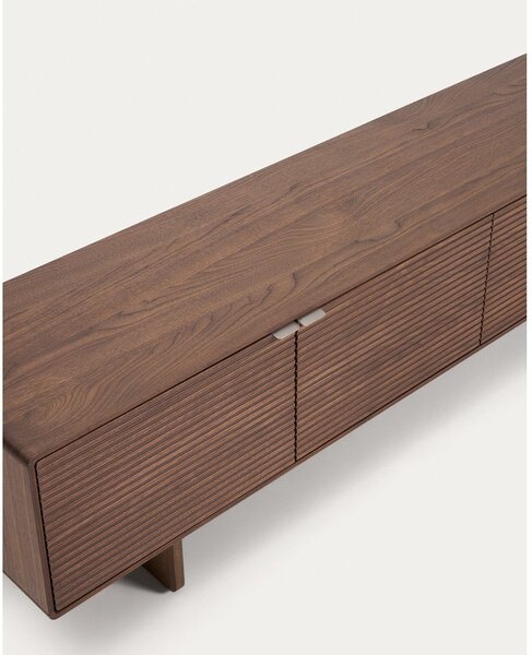 Temno rjava TV omarica v orehovem dekorju 200x46x40 cm Norlen – Kave Home