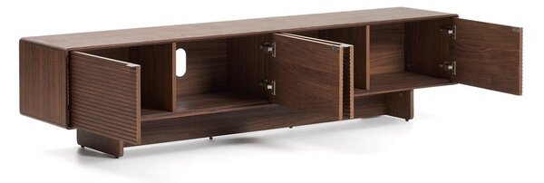 Temno rjava TV omarica v orehovem dekorju 200x46x40 cm Norlen – Kave Home
