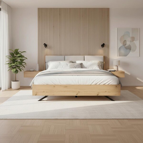 Bessagi Home Oblazinjena Postelja Dormio, Hrast, 180x200