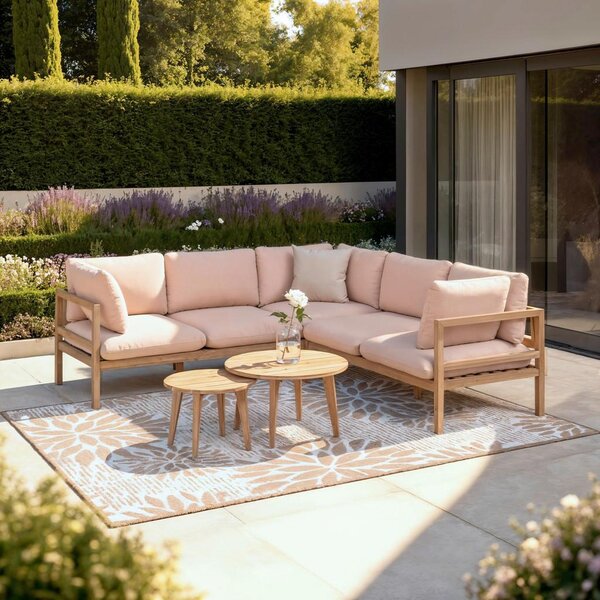 Bessagi Garden Lounge Garnitura Livia, Roza, Naravne Barve, 4-Delno