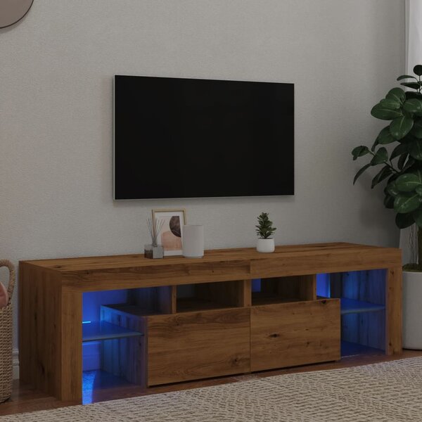 VidaXL TV omarica z LED artisan hrast 140x36,5x40 cm inženirski les