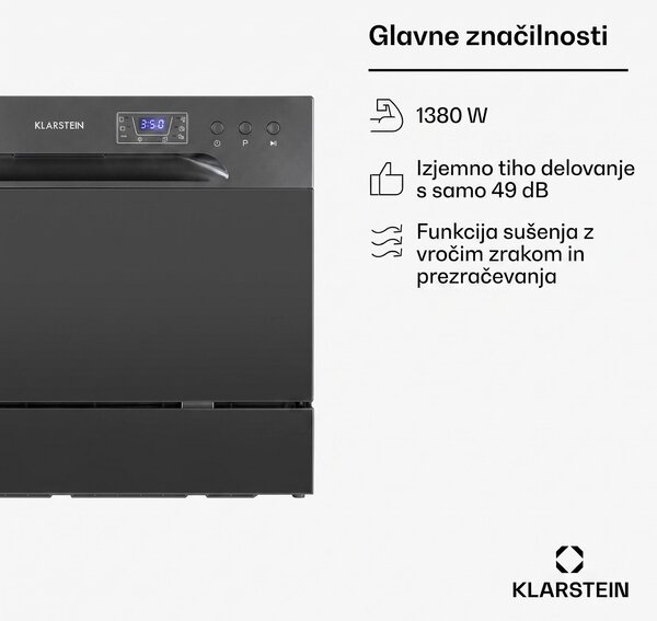 Klarstein Amazonia 6, pomivalni stroj, 1380 W, 6 pogrinjkov, upravljanje s pritiskom na gumb
