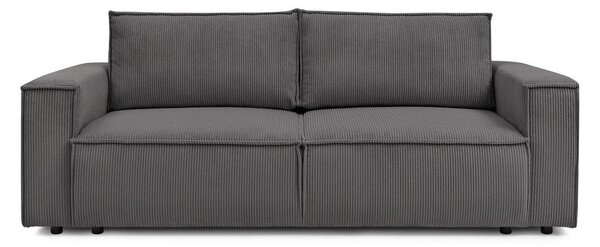 Temno siva raztegljiva sedežna garnitura iz rebrastega žameta 245 cm Nihad – Bobochic Paris
