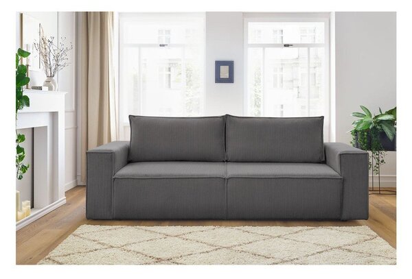 Temno siva raztegljiva sedežna garnitura iz rebrastega žameta 245 cm Nihad – Bobochic Paris